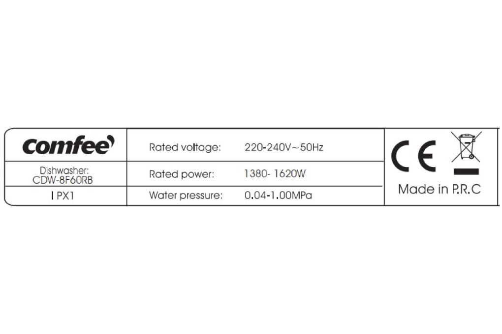 Máy rửa chén độc lập Comfee CDW-8F60RB Màu Đen