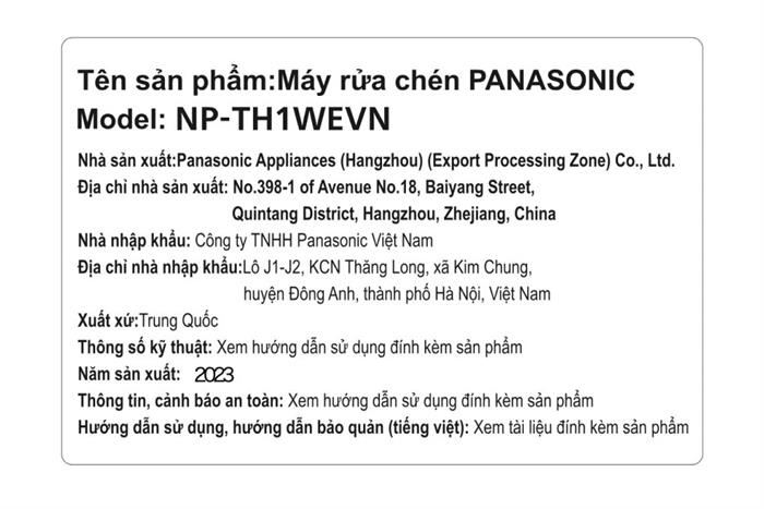 Máy rửa chén mini Panasonic NP-TH1WEVN Màu Trắng
