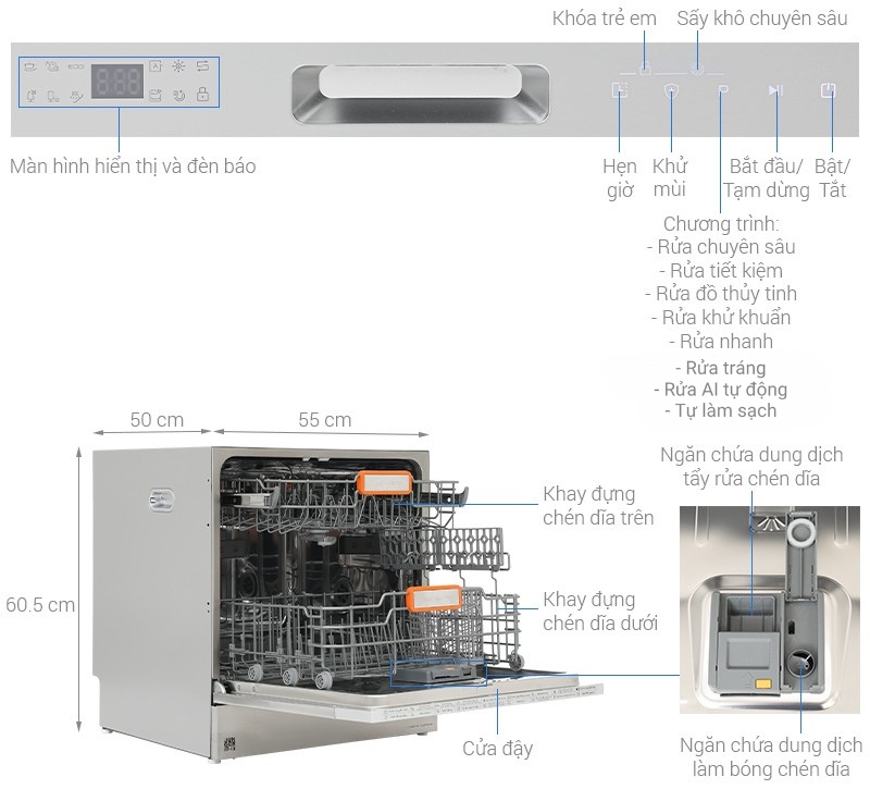 Máy rửa bát độc lập Junger Leopard DWJ-100