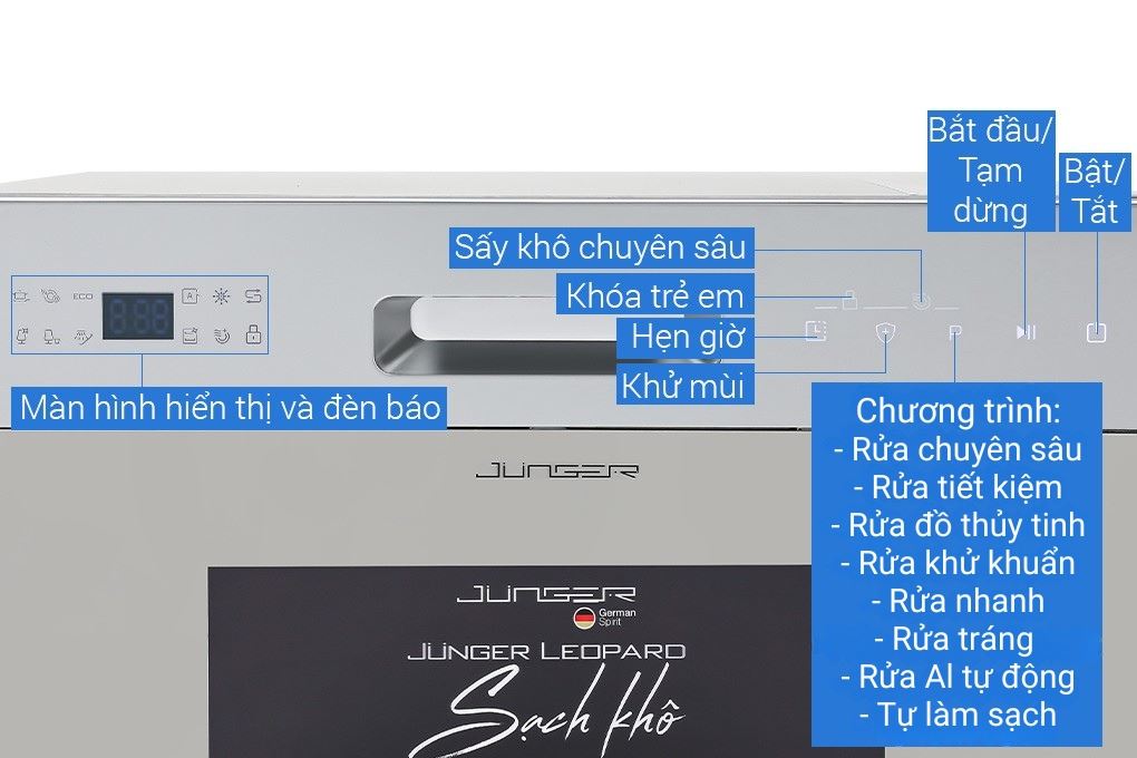 Máy rửa chén độc lập Junger Leopard DWJ-100 Màu Inox
