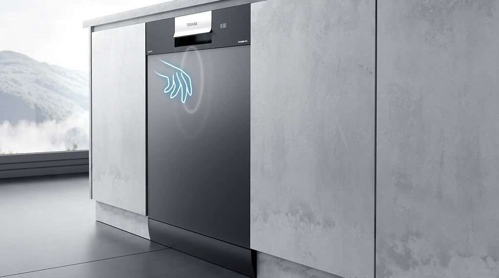 Máy rửa chén độc lập Toshiba DW-15F7(G)-VN - Gõ mở cửa