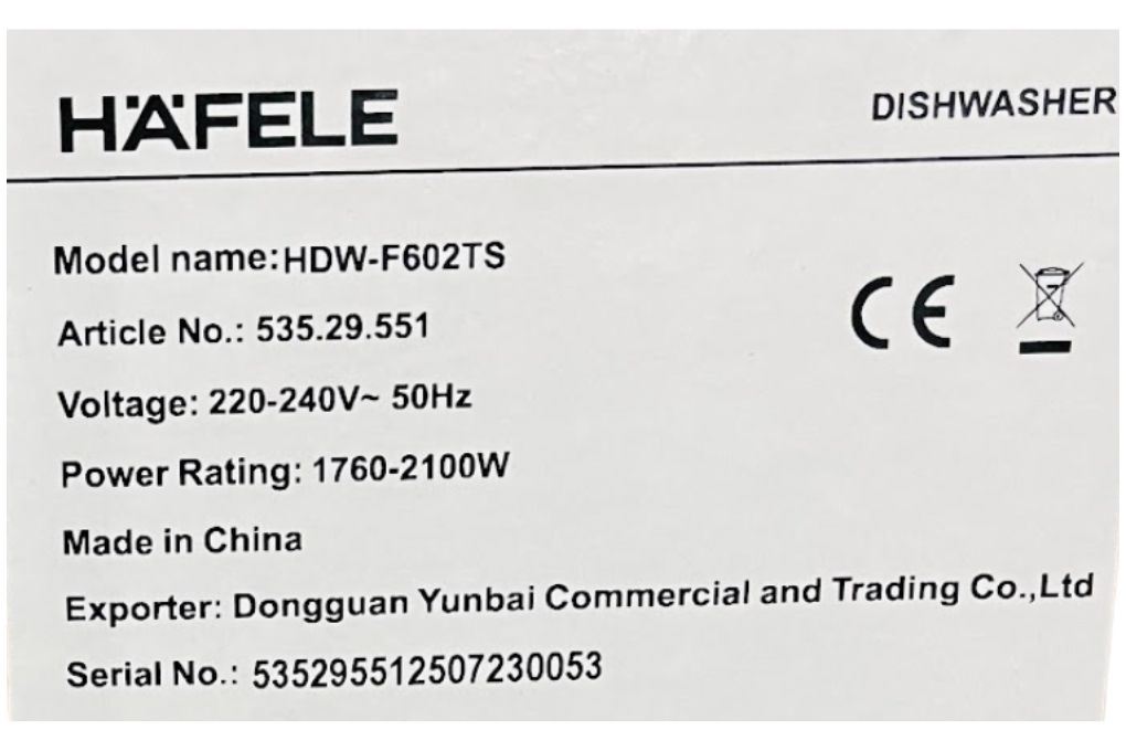 Máy rửa chén độc lập Hafele HDW-F602TS (535.29.551) Màu Đen