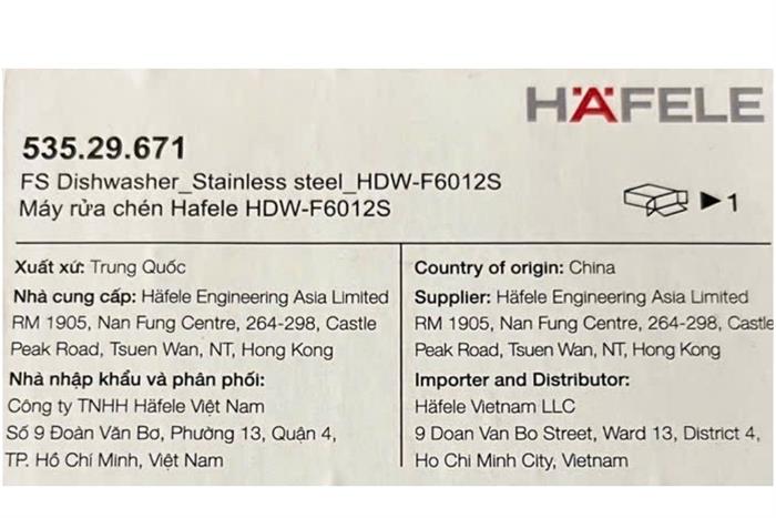 Máy rửa chén độc lập Hafele HDW-F6012S (535.29.671) Màu Đen