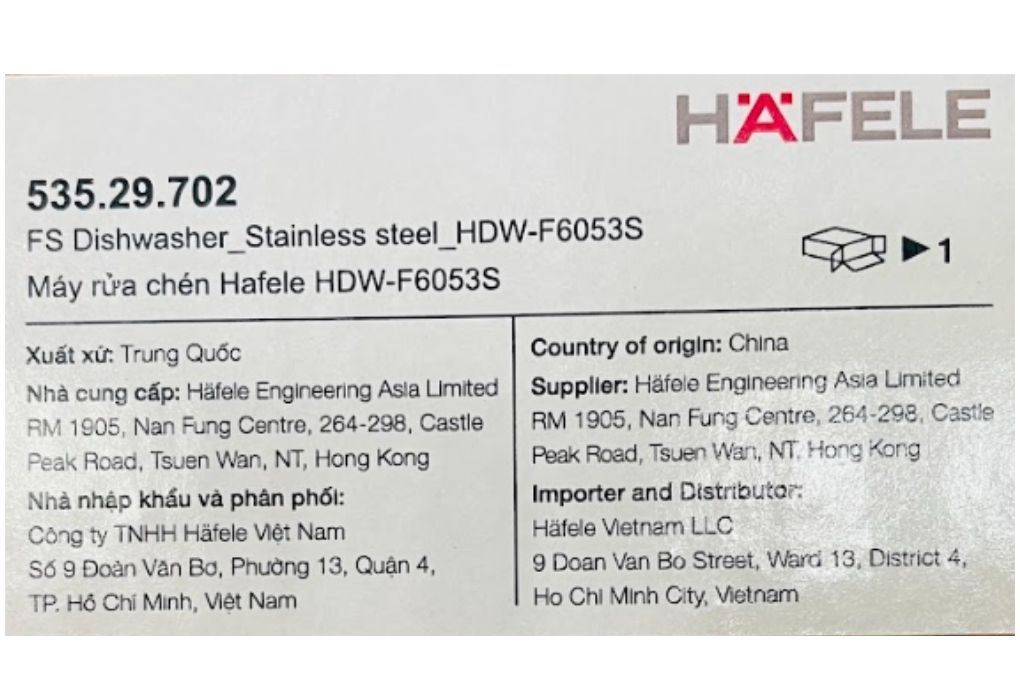 Máy rửa chén độc lập Hafele HDW-F6053S (535.29.702) Màu Đen