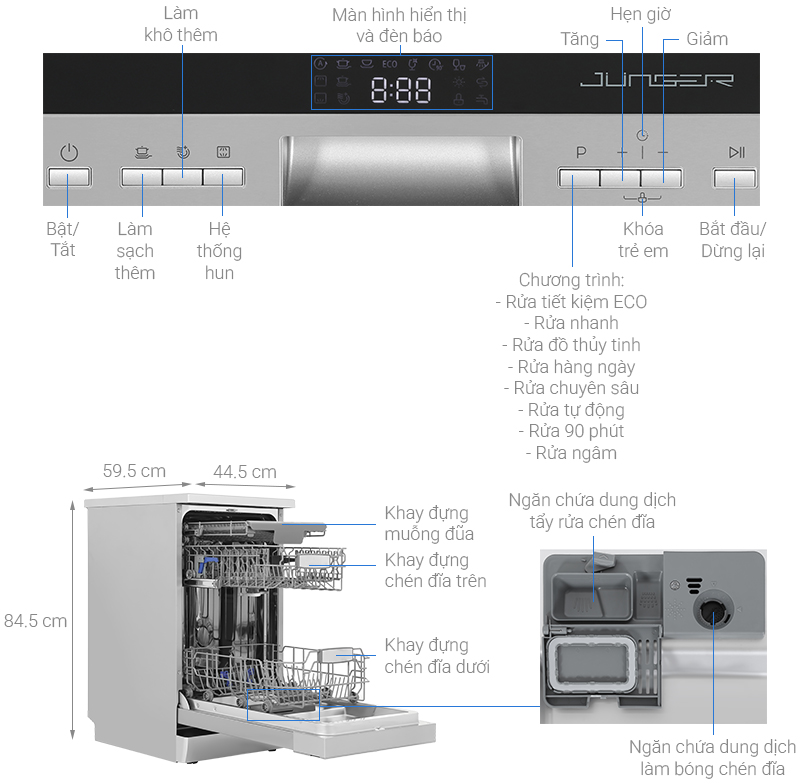 Máy rửa chén độc lập Junger DWJ-450