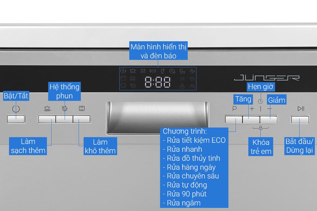 Máy rửa bát độc lập Junger DWJ-450 Màu Bạc Inox