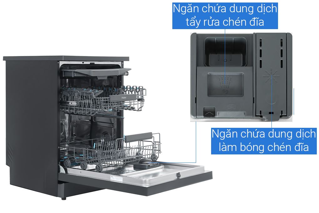 Máy rửa chén độc lập Haier HDWE16-66BK6VN Màu Đen