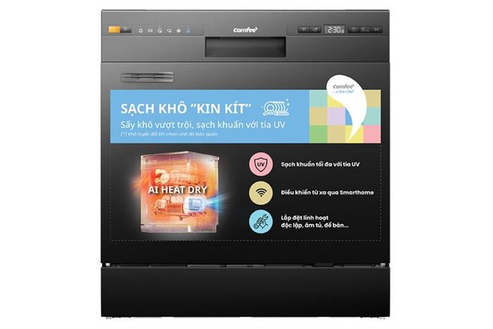 Máy rửa chén độc lập Comfee CDW-10F60TB Màu Đen