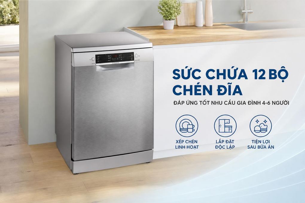 Máy rửa chén độc lập Bosch SMS26AI01F Màu Inox