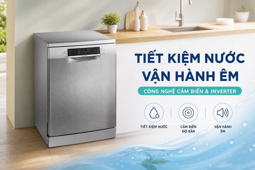 Máy rửa chén độc lập Bosch SMS26AI01F Màu Inox