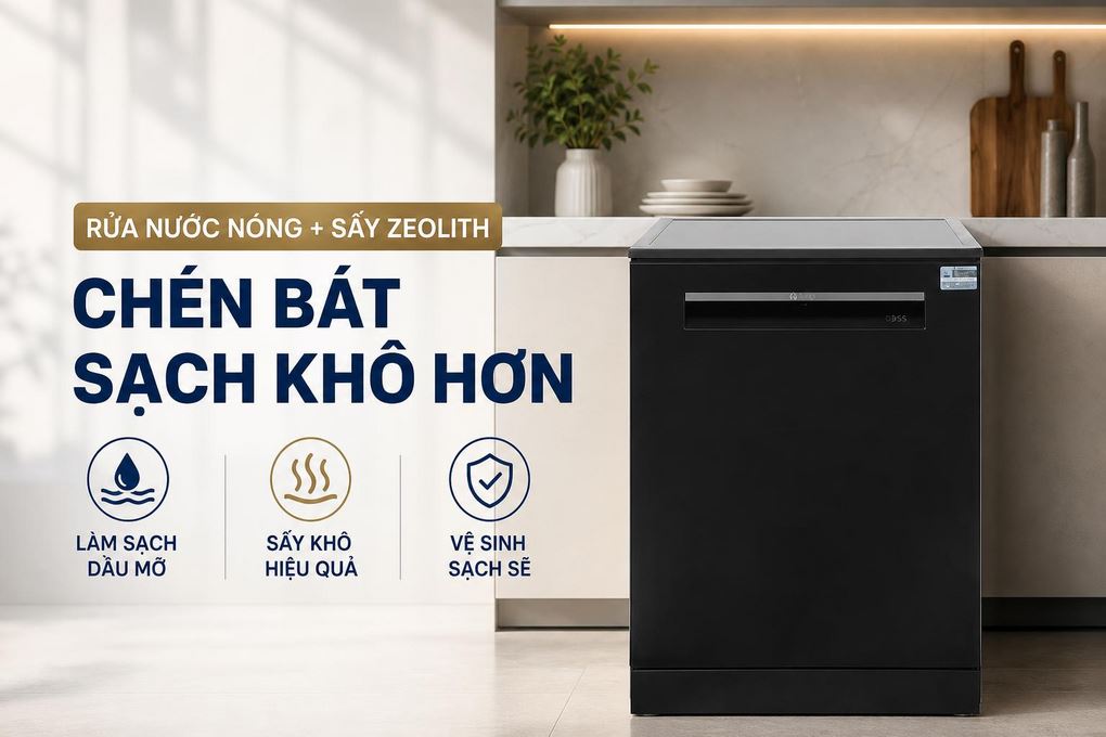 Máy rửa chén độc lập Bosch SMS6ZMB00P Màu Đen