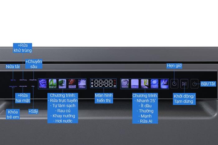 Máy rửa chén độc lập Aqua ADWA15-686BK3VN Màu Xám