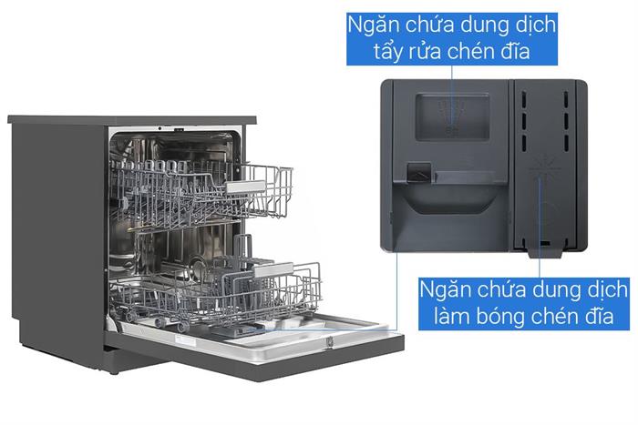Máy rửa chén độc lập Aqua ADWA15-686BK3VN Màu Xám