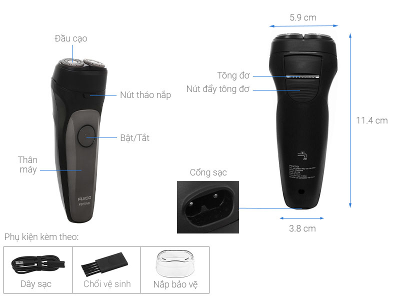 Máy cạo râu khô và ướt Flyco FS879VN