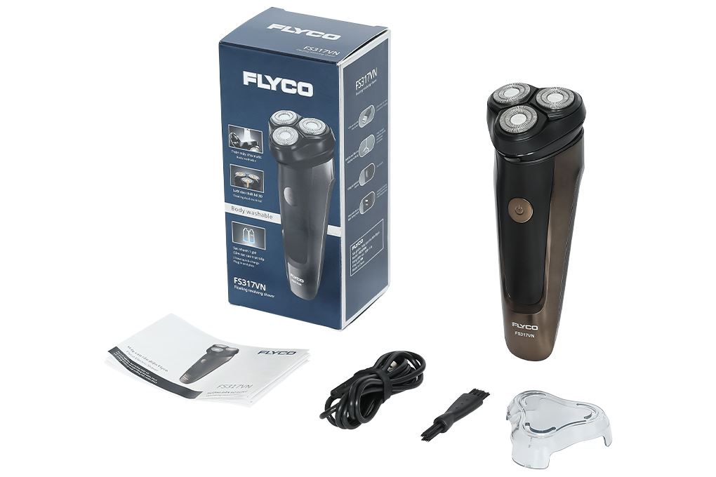 Máy cạo râu khô và ướt Flyco FS317VN Màu Đen - Vàng đồng