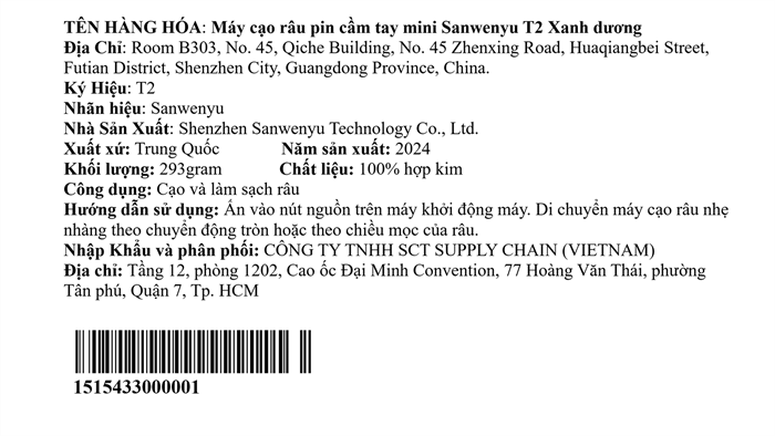 Máy cạo râu khô và ướt Sanwenyu T2 Màu Xanh Dương