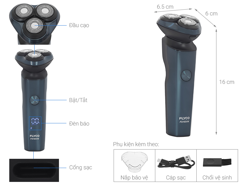 Máy cạo râu khô và ướt Flyco FS165VN