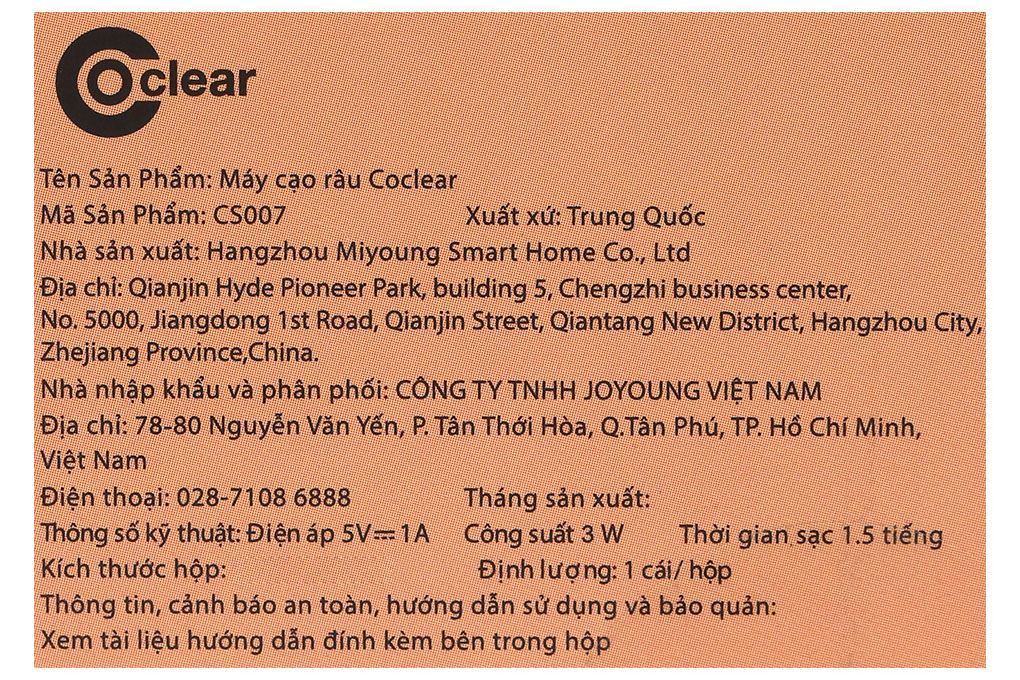 Máy cạo râu khô và ướt Coclear CS007 Màu Cam