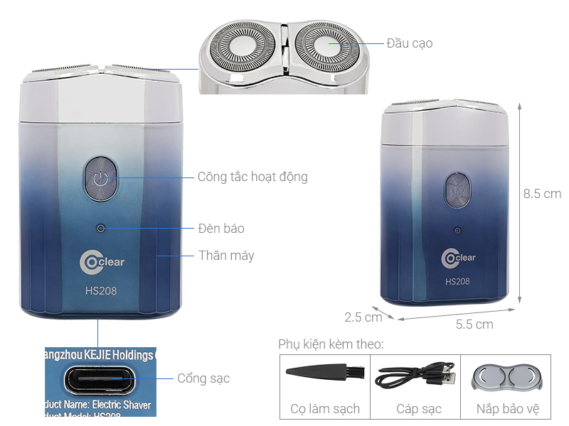 Máy cạo râu khô và ướt Coclear HS208