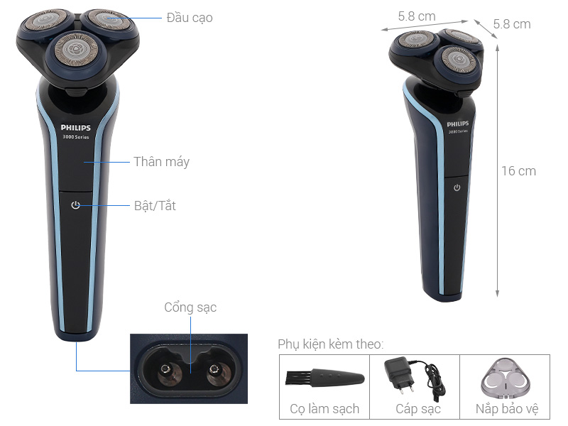 Máy cạo râu khô và ướt Philips S3608/10