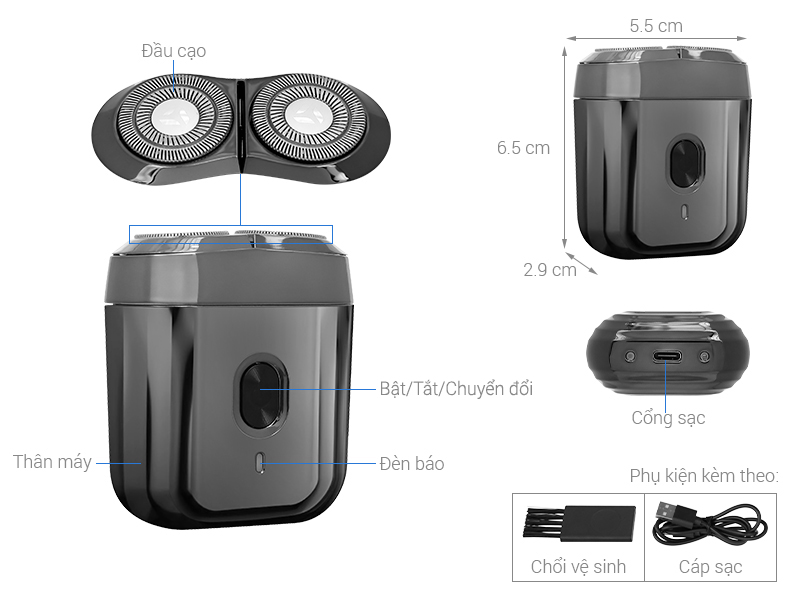 Máy cạo râu khô và ướt Enchen Mini 6