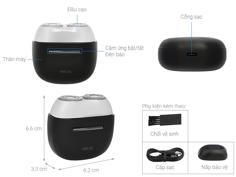 Máy cạo râu khô và ướt Enchen Mini 6S