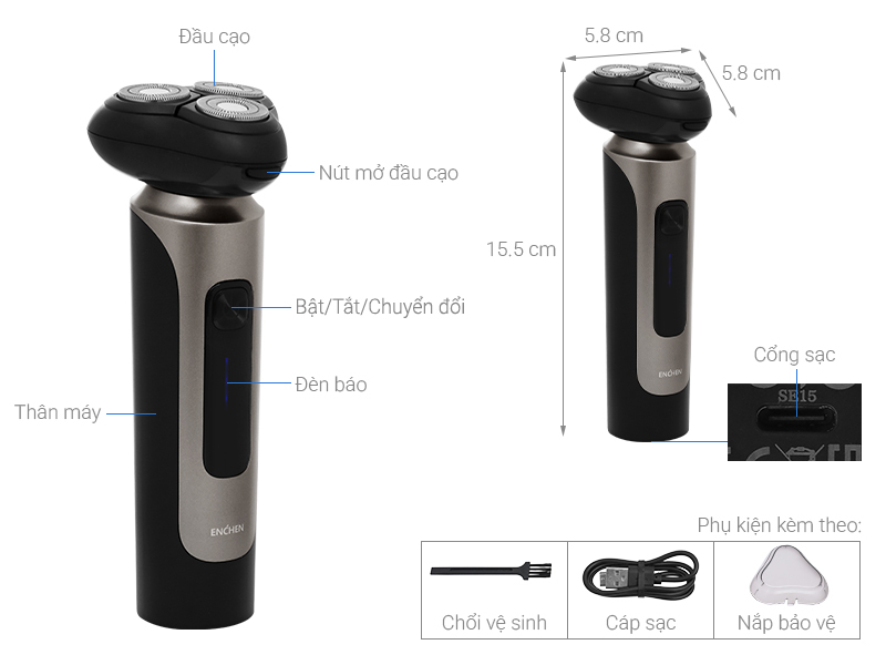 Máy cạo râu khô và ướt Enchen Blackstone 8
