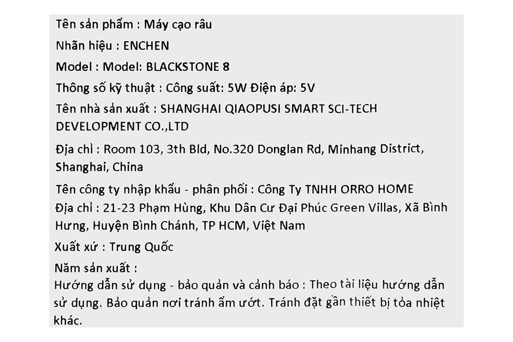 Máy cạo râu khô và ướt Enchen Blackstone 8 Màu Đen