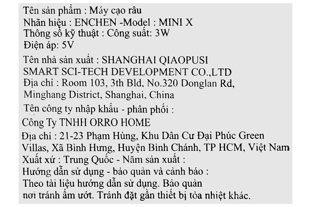 Máy cạo râu khô và ướt Enchen Mini X Màu Đen