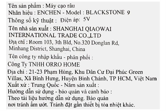 Máy cạo râu Enchen BlackStone 9 Màu Đen