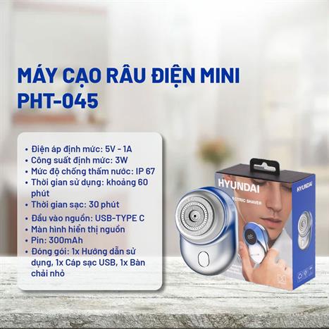 Máy cạo râu khô và ướt Hyundai PHT-045-BU Màu Xanh