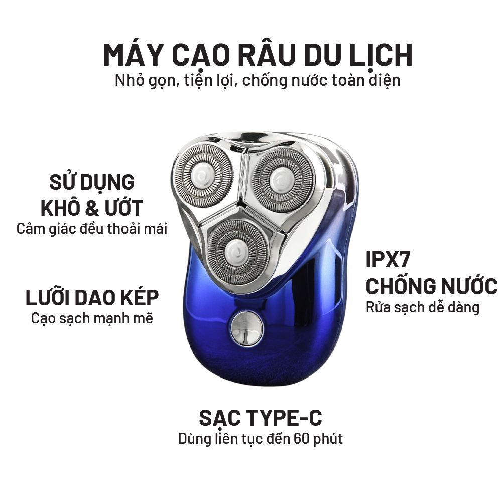 Máy cạo râu khô và ướt Hyundai PHT-047-BU Màu Xanh