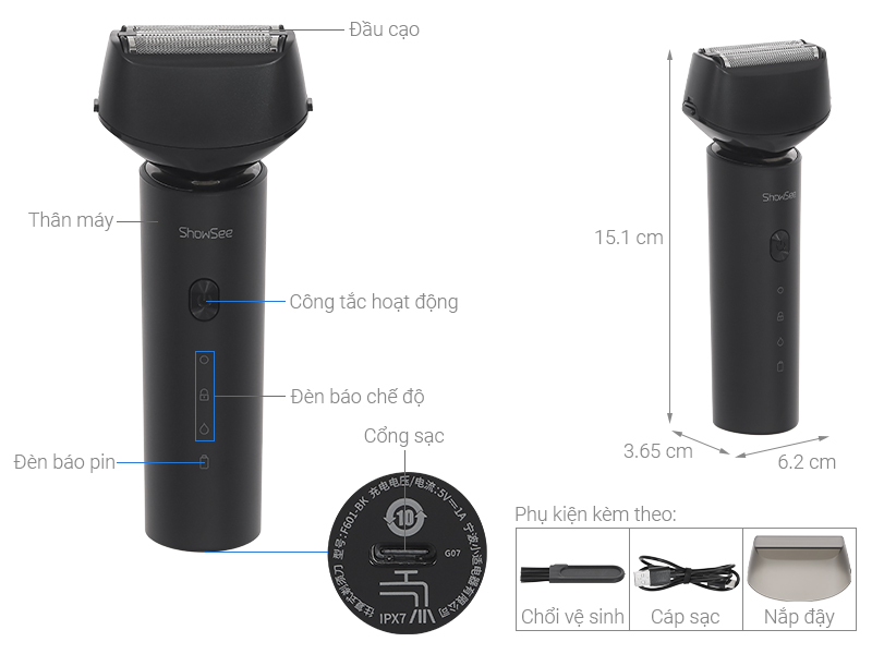 Máy cạo râu khô và ướt Showsee F601-BK