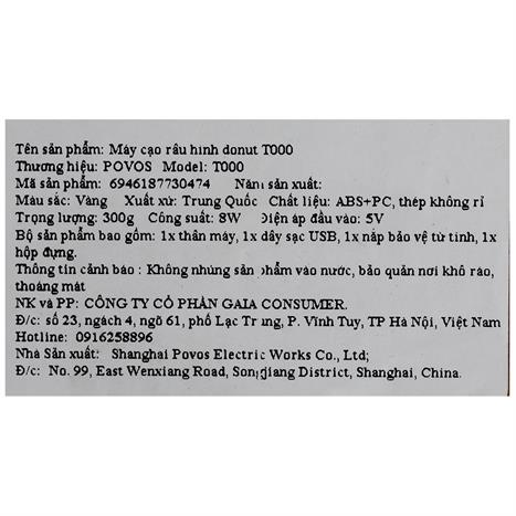 Máy cạo râu khô và ướt POVOS T000 Vàng Màu vàng