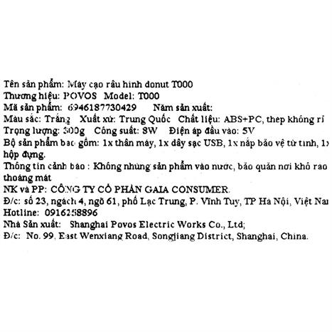 Máy cạo râu khô và ướt POVOS T000 Trắng Màu Trắng