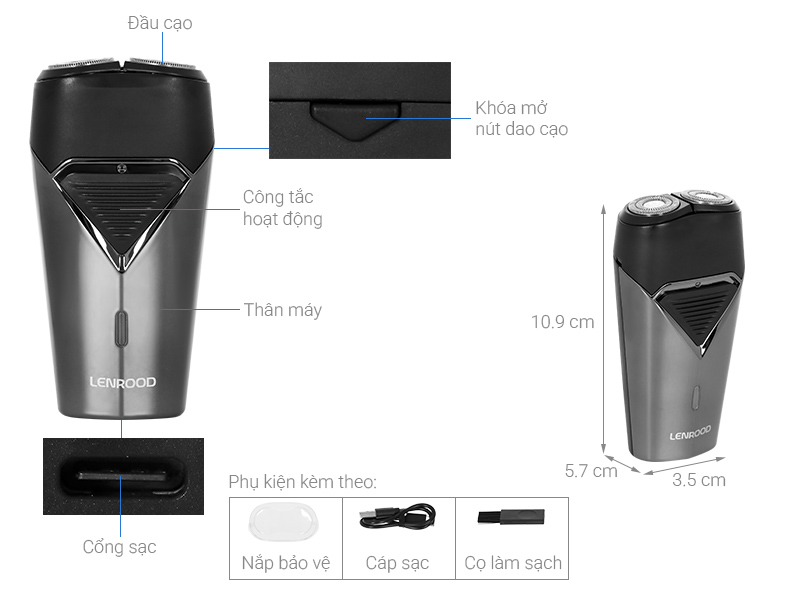 Máy cạo râu khô và ướt Lenrood LR-DS233