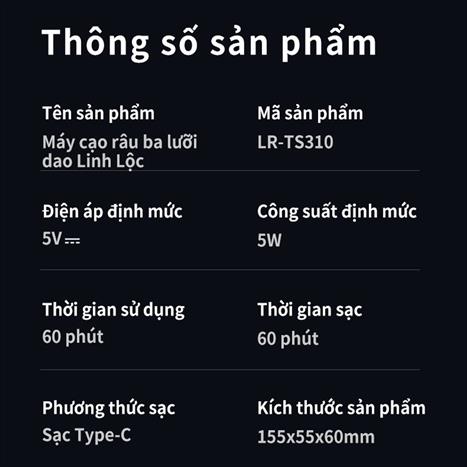Máy cạo râu khô và ướt Lenrood LR-TS310 Xám Màu Xám