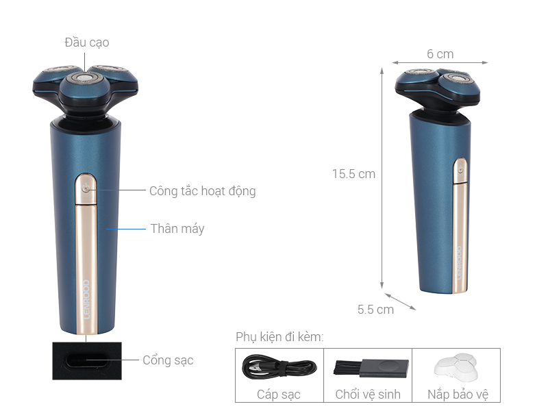 Máy cạo râu khô và ướt Lenrood LR-TS310 Xanh