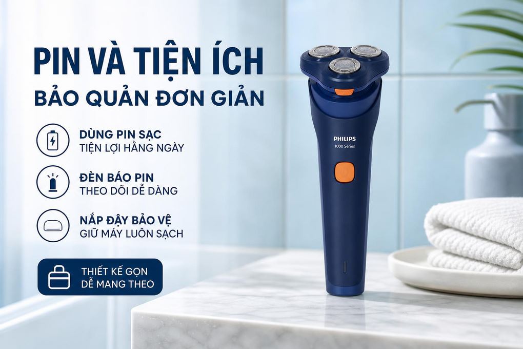 Máy cạo râu khô và ướt Philips S1880/00 Màu Xanh