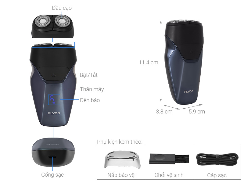 Máy cạo râu khô và ướt Flyco FS889VN