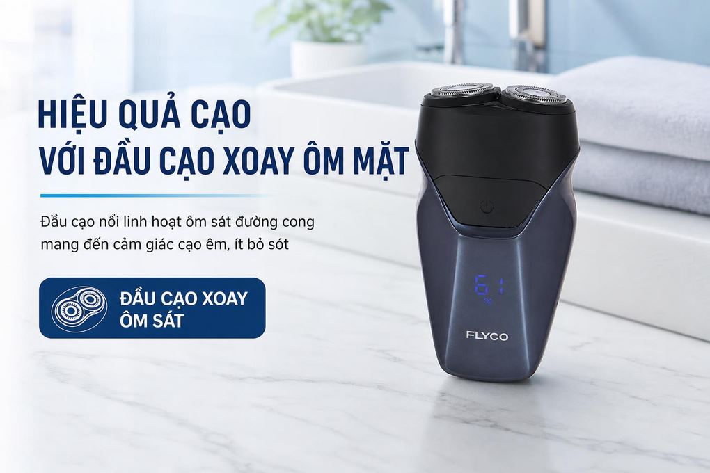 Máy cạo râu khô và ướt Flyco FS889VN Màu Xanh Dương