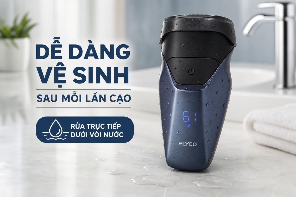 Máy cạo râu khô và ướt Flyco FS889VN Màu Xanh Dương