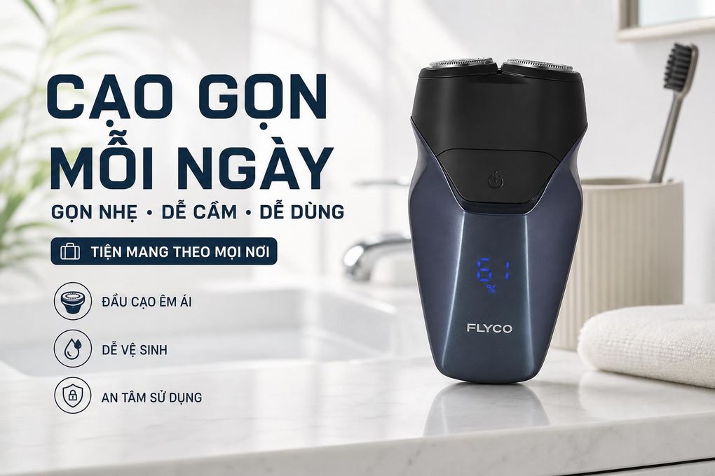Máy cạo râu khô và ướt Flyco FS889VN Màu Xanh Dương