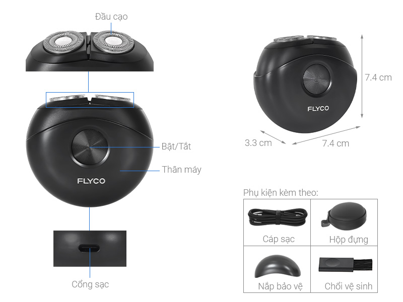Máy cạo râu khô và ướt Flyco FS891VN