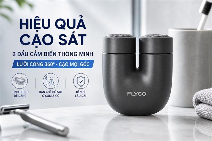 Máy cạo râu khô và ướt Flyco U1VN Màu Đen