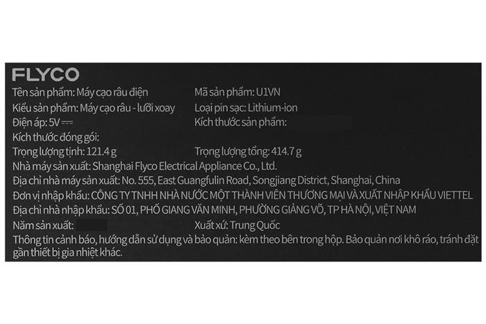 Máy cạo râu khô và ướt Flyco U1VN Màu Đen