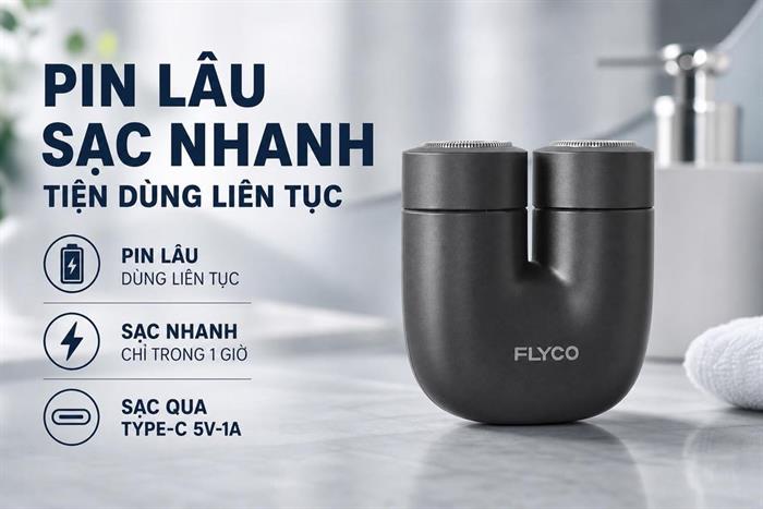 Máy cạo râu khô và ướt Flyco U1VN Màu Đen