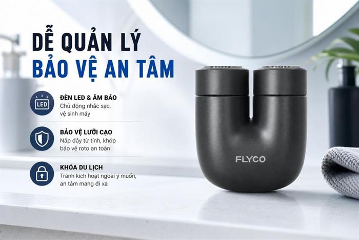Máy cạo râu khô và ướt Flyco U1VN Màu Đen