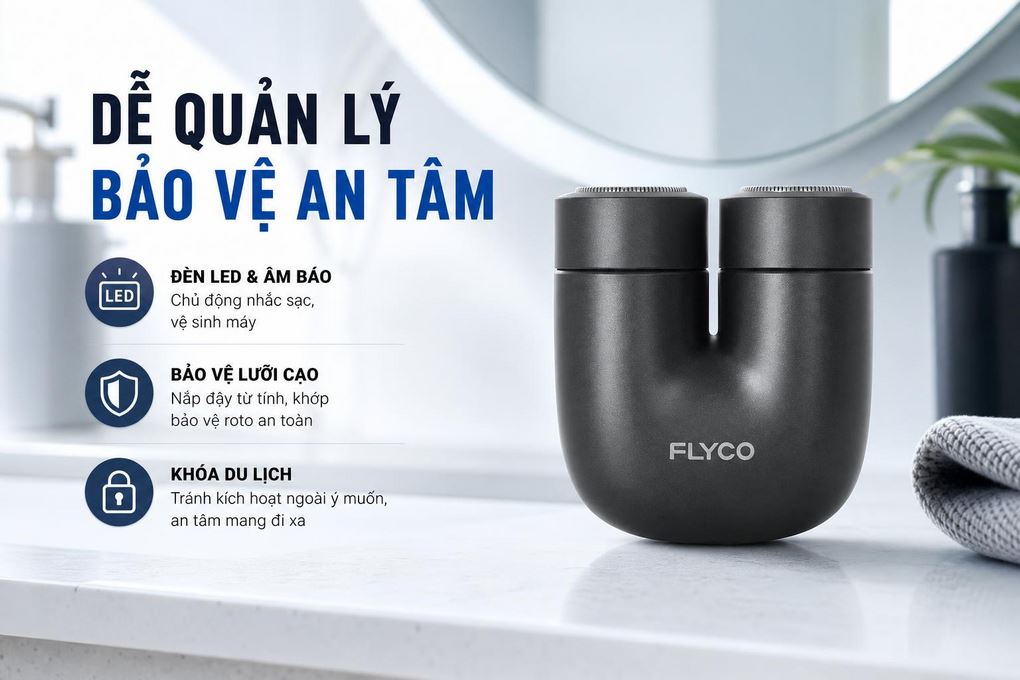 Máy cạo râu khô và ướt Flyco U1VN Màu Đen