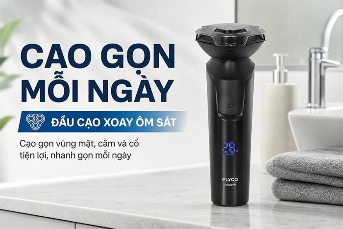 Máy cạo râu khô và ướt Flyco FS903VN Màu Đen